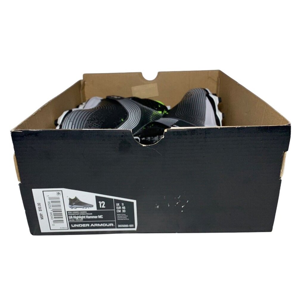 Under Armour Men's Highlight Hammer MC Football Cleat Black/White Size 12 - Picture 8 of 9